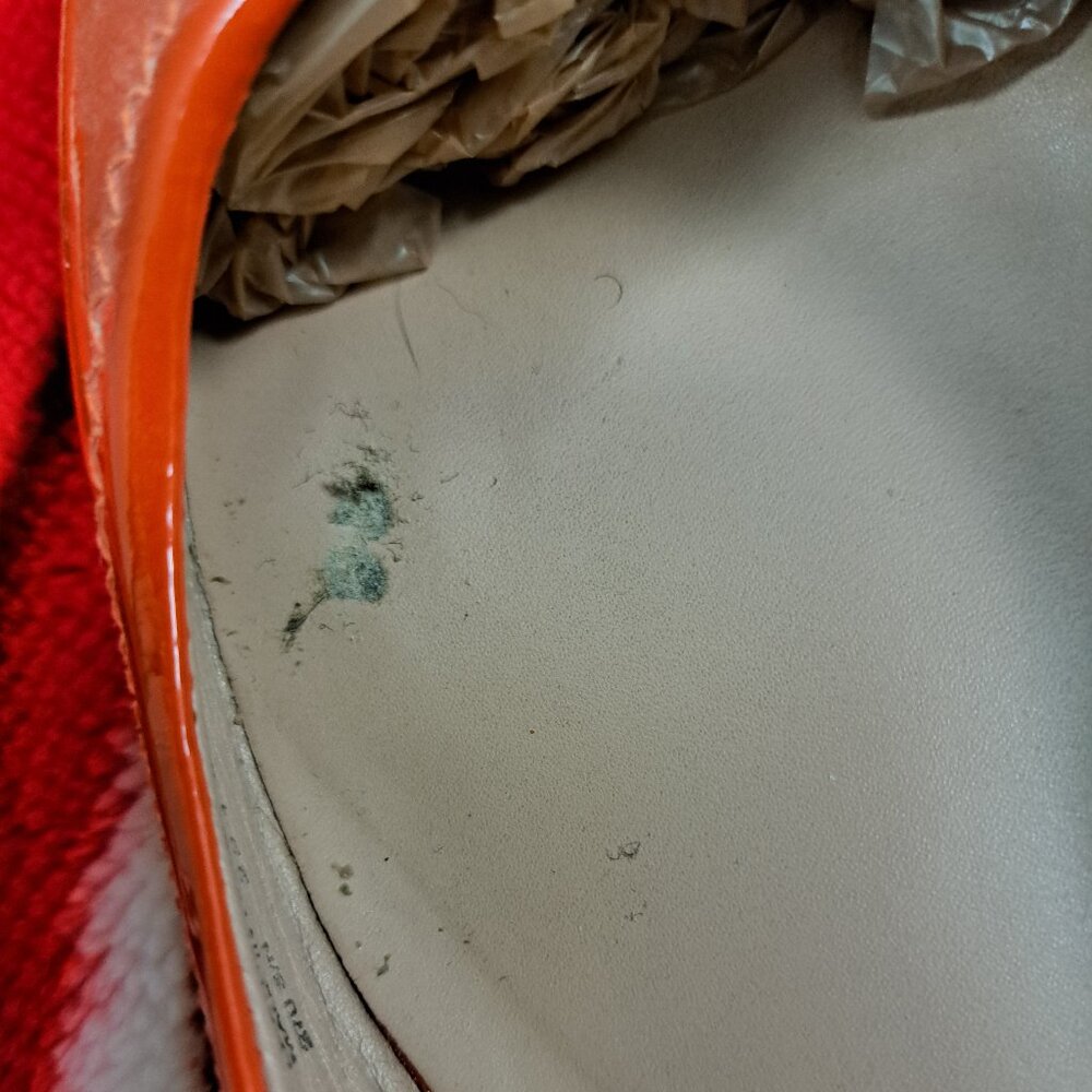 %Tory Burch Gold 'reva' Ballet Flat Orange Patent Leather Shoe Size 8.5M / D3 - Picture 10 of 11